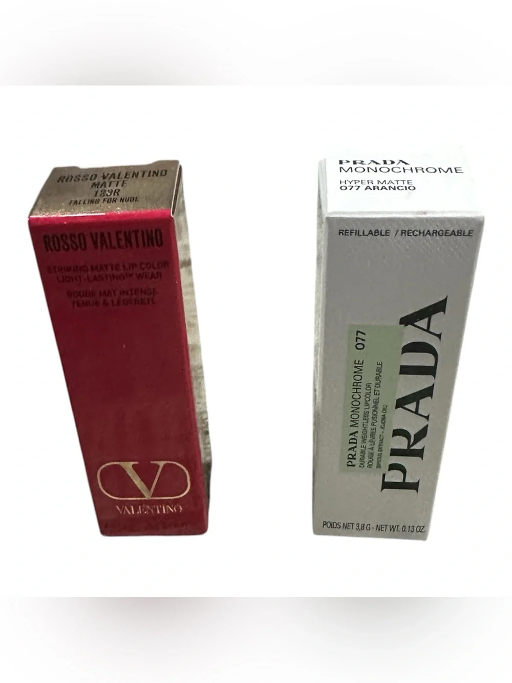 Valentino Rosso Matte Lip Color & Prada Monochrome Lipstick Duo - details below